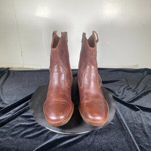 Born Women's 7 Brown Leather Ankle Boots with Braided Fringe in Very Good Condit